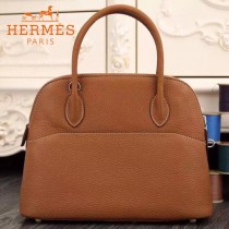 HERMES-00041-6 專櫃最新款土黃色原版TOGO皮大小號手提單肩包寶萊包