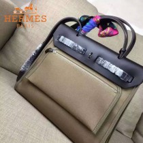 HERMES-00048-015 專櫃潮流最新款HERBAG原版牛皮配帆布手提單肩包