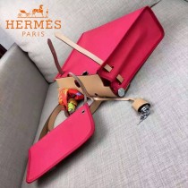 HERMES-00048-011 專櫃潮流最新款HERBAG原版牛皮配帆布手提單肩包