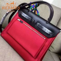HERMES-00048-012 專櫃潮流最新款HERBAG原版牛皮配帆布手提單肩包