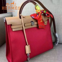 HERMES-00048-011 專櫃潮流最新款HERBAG原版牛皮配帆布手提單肩包
