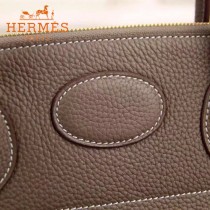 HERMES-00041-12 專櫃最新款灰色原版TOGO皮大小號手提單肩包寶萊包