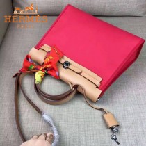 HERMES-00048-011 專櫃潮流最新款HERBAG原版牛皮配帆布手提單肩包