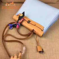 HERMES-00048-02 專櫃潮流最新款HERBAG原版牛皮配帆布手提單肩包