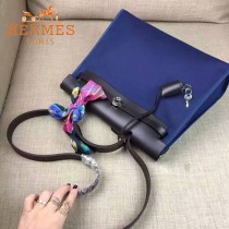 HERMES-00048-017 專櫃潮流最新款HERBAG原版牛皮配帆布手提單肩包