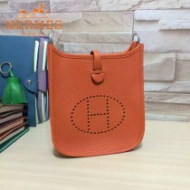 HERMES-00044-15 潮流新款伊芙寧系列橙色原版TOGO皮迷你單肩斜挎包