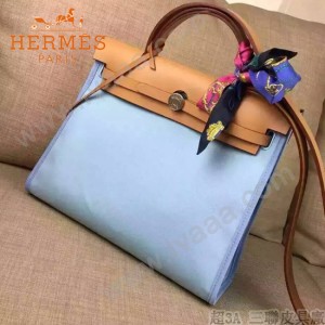 HERMES-00048-02 專櫃潮流最新款HERBAG原版牛皮配帆布手提單肩包