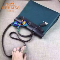 HERMES-00048-01 專櫃潮流最新款HERBAG原版牛皮配帆布手提單肩包