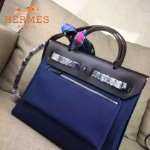 HERMES-00048-017 專櫃潮流最新款HERBAG原版牛皮配帆布手提單肩包