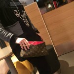 LV M41638-7 時尚新款女士EVA老花配棗紅皮單肩斜挎包晚宴包手拿包