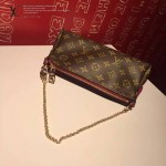 LV M41638-7 時尚新款女士EVA老花配棗紅皮單肩斜挎包晚宴包手拿包