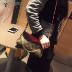 LV M41638-7 時尚新款女士EVA老花配棗紅皮單肩斜挎包晚宴包手拿包
