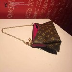 LV M41638-7 時尚新款女士EVA老花配棗紅皮單肩斜挎包晚宴包手拿包