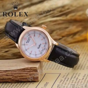 ROLEX-051 歐美女士黑色配土豪金礦物質強化玻璃進口石英腕錶