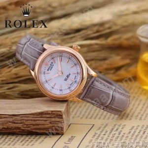 ROLEX-051-4 歐美女士灰紫色配土豪金礦物質強化玻璃進口石英腕錶