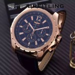BREITLING-057-19 時尚精英男士賓利系列黑色超大錶盤皮帶款腕錶