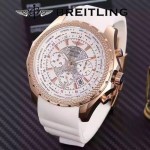 BREITLING-057-10 時尚精英男士賓利系列白色超大錶盤硅膠款腕錶