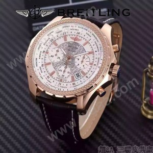 BREITLING-057-4 時尚精英男士賓利系列黑色超大錶盤皮帶款腕錶