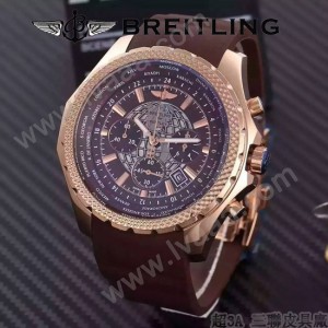BREITLING-057-8 時尚精英男士賓利系列褐色超大錶盤硅膠款腕錶