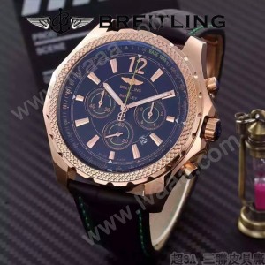 BREITLING-057-18 時尚精英男士賓利系列黑色超大錶盤皮帶款腕錶