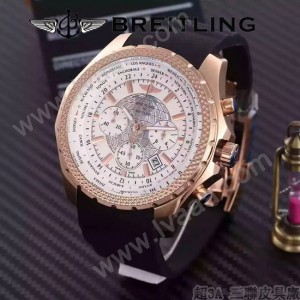 BREITLING-057-9 時尚精英男士賓利系列黑色超大錶盤硅膠款腕錶