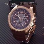 BREITLING-057-8 時尚精英男士賓利系列褐色超大錶盤硅膠款腕錶