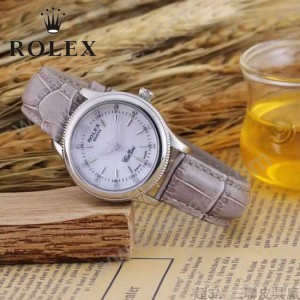ROLEX-051-15 歐美女士灰紫色配閃亮銀礦物質強化玻璃進口石英腕錶
