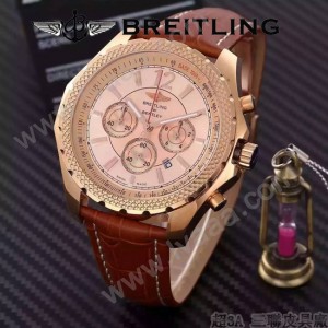 BREITLING-057-17 時尚精英男士賓利系列褐色超大錶盤皮帶款腕錶
