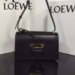 LOEWE 03-3 歐美百搭Barcelona bag黑色原版羊皮單肩斜挎包三角包