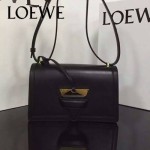 LOEWE 03-3 歐美百搭Barcelona bag黑色原版羊皮單肩斜挎包三角包
