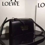 LOEWE 03-3 歐美百搭Barcelona bag黑色原版羊皮單肩斜挎包三角包