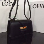 LOEWE 03-3 歐美百搭Barcelona bag黑色原版羊皮單肩斜挎包三角包