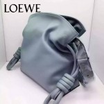 LOEWE 010-3 時尚經典款Flamenco灰藍色原版牛皮大小號束口單肩包