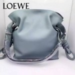 LOEWE 010-3 時尚經典款Flamenco灰藍色原版牛皮大小號束口單肩包