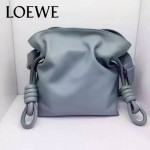 LOEWE 010-3 時尚經典款Flamenco灰藍色原版牛皮大小號束口單肩包