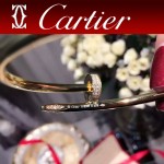 CARTIER飾品-06 時尚經典款JUSTE UN CLOU系列18k亞金材質釘子帶鑽手鐲