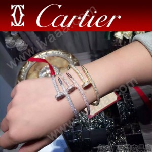 CARTIER飾品-06 時尚經典款JUSTE UN CLOU系列18k亞金材質釘子帶鑽手鐲