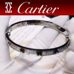 CARTIER飾品-05-3 官網同款銀色鈦鋼滿天星鑲鑽黑釘真空電鍍18k螺絲手鐲