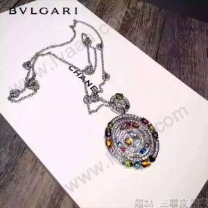Bvlgari飾品-04-3 劉美人同款高碳鉆版本銀色大號彩寶時來運轉項鏈