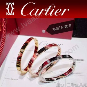 CARTIER飾品-03 專櫃經典款love系列18k金鑲鑽螺絲情侶款手鐲