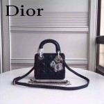 Dior-058-05 人氣熱銷時尚款原版布紋小羊皮3格mini雙肩帶戴妃包