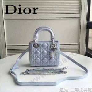 Dior-058-06 人氣熱銷時尚款原版布紋小羊皮3格mini雙肩帶戴妃包