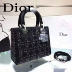 Dior-065-05 專櫃時尚新款lady五格原版皮燙鉆戴妃包