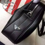 PRADA 0891B 專櫃時尚新款進口原版鹿紋牛皮黑色男士公文包