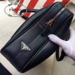 PRADA 0891B-01 專櫃時尚新款進口原版鹿紋牛皮深藍色男士公文包
