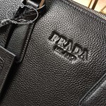 PRADA 362 專櫃時尚新款進口原版鹿紋黑色牛皮男士公文包