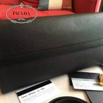 PRADA 1BA046 專櫃時尚新款原版牛皮十字紋黑色風琴包