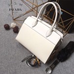 PRADA 1BA046-02 專櫃時尚新款原版小牛皮皮十字紋白色風琴包