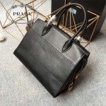 PRADA 1BA046-04 專櫃時尚新款原版小牛皮皮十字紋黑色風琴包