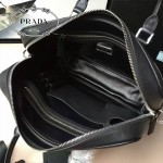 PRADA 0891 專櫃時尚最新款頂級進口原版十字紋牛皮黑色男士手提斜跨公文包